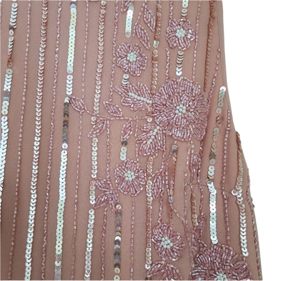 Mac Duggal STRIPED FLORAL EMBELLISHED SLEEVELESS MIDI DRESS size 10 - Picture 10 of 12